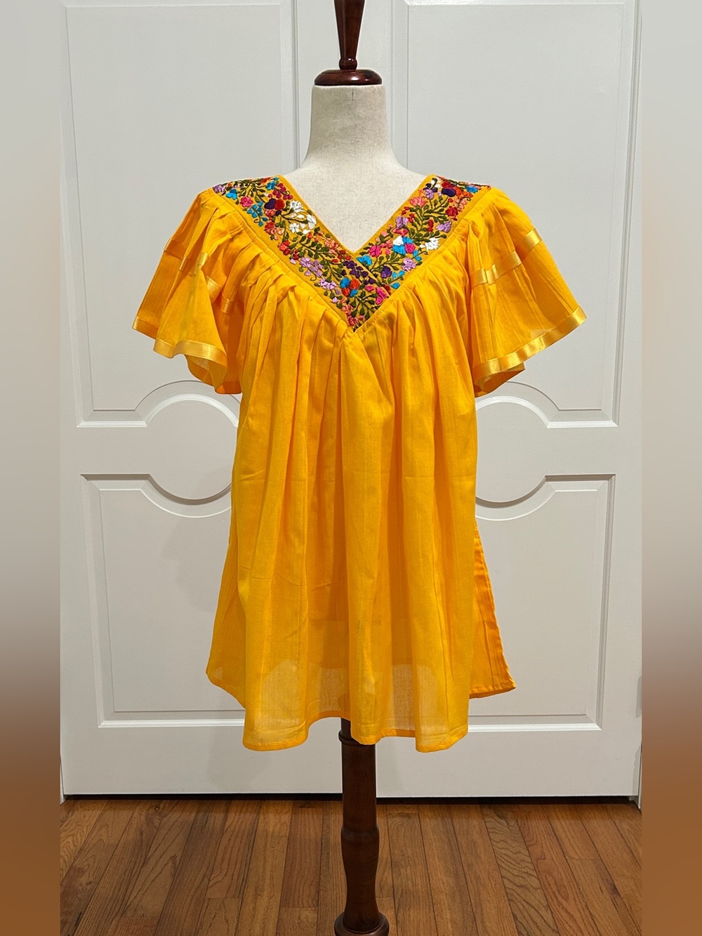 Jazmin V-Neck Mexican top, hand embroidered.Artisan top. Boho, Hippie, handmade. - Picture 1 of 6